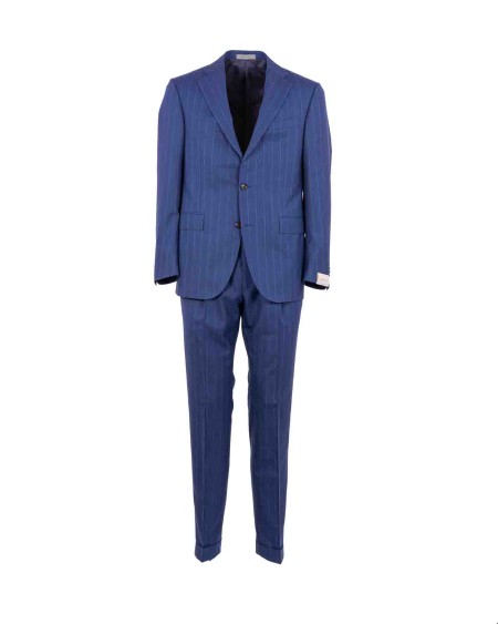 Shop CORNELIANI  Dress: Corneliani single-breasted suit.
Flap pockets.
Rear side slits.
Lined trousers without darts.
Front slant pockets.
Back welt pockets with button.
Composition: 100% wool.
Made in Italy.. 937255 9317425-001BLU